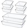 Giklux Set di 6 Organizer Cassetti Cucina Trasparente, 30cm 2-Dimensioni Plastica Organizer per Cassetti Bagno Scrivania Letto, per Contenitori Trucchi, Posate, Gioielli, Organizzatore Cassetti Portaoggetti