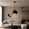 Alpinaluz Sospensione E27 Metallo Nero Opaco Effetto Legno Ø30 cm | Paralume nero con dettaglio effetto legno, stile nordico moderno per cucina, sala da pranzo, soggiorno, camera e ingresso