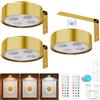 Bawoo Luce senza fili per quadri, 13 LED RGB magnete ricaricabile, 3 pezzi, 451LM, telecomando doppio/modo pulsante, lampada da parete per quadri e dipinti (Oro)