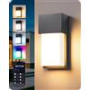 EDISHINE Lampada da Parete Esterna Intelligente RGBCW, Controllo App, IP65 | 16 Milioni di Colori, Sincronizzazione Musicale, Timer, 2700K-6500K, Dimmerabile 10-100%, Lampada LED da Parete per Giardino