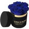 Premium-rose.com Box Cilindro in Velluto con Rose stabilizzate, box premium con rose eterne rossa blu bianche nere. Scatola Tonda Nera, Idea regalo San Valentino, Made in Italy