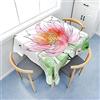 Chickwin Tovaglia Quadrata Antimacchia Impermeabile in Poliestere, Tovaglia da Tavola con Motivo Fiore di Loto 3D, Copritavolo per Cucina, Sala da Pranzo, Fest (200x200cm,Acquerello)