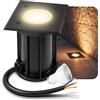 linovum BOQU Faretto da incasso a pavimento, per esterni, nero, IP67, con LED GU10, bianco caldo, 2 W, orientabile, rettangolare, 230 V, con cavo