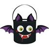 Clastyle Halloween Wacky Secchio di Caramelle con Manico per Uomo Donne Dolce Pieghevole Trick or Treat Borsa per Decorazione Forniture di Partito, Pipistrello 3D