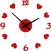 eBoutik - Orologio da parete moderno senza cornice, grande, numeri in metallo adesivi 3D, decorazione per casa o ufficio, regalo di fidanzamento, matrimonio o compleanno (San Valentino cuore rosso)