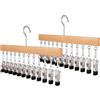 Generic Confezione da 2 organizzatori per armadio con 10 clip - Organizzatore per armadio a sospensione per risparmiare spazio - Appendiabiti in legno rotante a 360° per jeans, leggings e cappelli