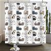 SDOTPMT 165x180cm Carino Divertente Animale Doccia Tenda - Cartone Animato Giocando Gatti Modello Bianco - Moderna Classic Vasca Da Bagno per Ragazzi Ragazze Decor con Ganci