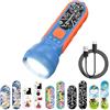 ETENWOLF Torcia LED Ricaricabile per Bambini, 6 Modalità di Illuminazione | Luminosità Regolabile, Batteria 1500mAh, IPX5 Impermeabile, con Adesivi Fai-da-te, per Campeggio, Trekking, Casa ed Emergenze