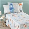 Caleffi Completo Lenzuola Teddy in Cotone una piazza e mezza colore chiaccio