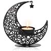 FYting 4 Pezzi Portacandele,Porta Candele,Candelabro Natalizio,Skirt Wine Glass Cancle Porta, per Candele a Bastone 1-2 cm Bastoncino Dorato, Natale, Festa, Tavolo da Pranzo (Nero opaco) (Luna nera)