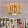 hofstein Plafoniera Oravi, lampada da soffitto in metallo in nero, con paralume in bambù/legno, Ø 50 cm, 1 luce, attacco E27, Luce moderna con gioco di luce, senza lampadina