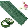 LAIYORA Filo per Fiori Verde 30cm 50 Bastoncini con Nastro Fiorista Set DIY | 50 bastoncini rivestiti verde scuro, Resistenti e pieghevoli, Incluso nastro floreale