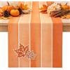 Brylleii Runner da Tavolo Autunnale Moderno Lavabile Centro Tavola Strisce | Foglie d'Acero 40 X 140 Autunno Halloween Tovaglia Decorazioni per Compleanno di Tavoli Feste Festival Matrimoni