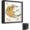 ARCPNRT Cornice Portafoto 3D, Cornice Quadrata da Ombra 25 x 25 cm, con Lastra Acrilica Trasparente, Frame D'arte DIY in Legno Profonda di 3 cm, per Bouquet da Matrimonio e Fiori, Arazzo(Nero)