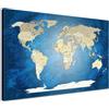 LANA KK LanaKK - Planisfero da Parete su lastra di Sughero, Misura XXL, Effetto Anticato, Colore: Blu, Blu, 100 x 70 cm, 1 Pezzo