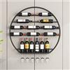 Gaommini Portabottiglie Rotondo da Parete Portabottiglie per Vino per Cucina Bar Portabottiglie per Vino con Calice Decorazione per Calici Scaffale per Bicchieri di Vetro Capovolto Organizzatore