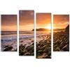 islandburner Quadro su tela, romantico, tramonto sul mare, da parete, per soggiorno, per gli amanti della natura, 4 pezzi