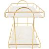 Generic Scaffale per il Bagno Robusto Ripiano per Trucco a 2 Livelli per Prodotti per la Casa Ferro Bianco Oro PP per Organizer da Bancone del Bagno (L)