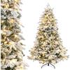 RELAX4LIFE Albero di Natale 180cm, Albero di Natale Innevato con 1415 Rami Folti e 260 Luci Incorporate, Effetto Realistico e Facile Montaggio, Decorazione per Feste