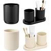 JBUYIAN Set di 4 portaspazzolino da denti, 2 bianco crema, 2 neri con 2 doppi porta spazzolini da denti, organizer da bagno minimalista, portaspazzolino igienico stabile per bagno e WC degli ospiti
