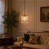 KRIPINC Lampada a Sospensione in Cristallo Vintage Piccola E14 Romantica | Corpo in Ottone e Paralume a Fili di Cristallo, Senza Lampadina, Lampada Soffitto per Soggiorno, Camera da Letto, Comodino