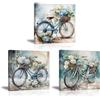 PIY PAINTING Tema Blu Immagine di Bicicletta Stampata su Tela 3 pz. 30X30CM Quadri Moderni Dipinti Quadri per Cucina Soggiorno Ufficio Bar, Regalo di compleanno, Incorniciata