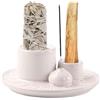 GOMETY Portaincenso in ceramica 4 in 1, ciotola per incenso, supporto per bastoncini di incenso Palo Santo, accessorio per meditazione per ogni tipo di incenso, salvia bianca, coni di incenso, Incense Sticks