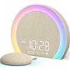 ANJANK Sveglia extra forte con scuotitore da letto wireless, doppia sveglia vibrante con luce sveglia per chi dorme pesante e non udente, luce notturna a 9 colori, 8 suoni, dimmer 0-100%, camera da