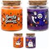 MOMAHUA 2 Candele Halloween Profumate alla Zucca,Cera di Soia Naturale con 80 Ore di Durata, Set Regalo con Barattoli Viola e Arancione per Aromaterapia e Decorazione Festiva Halloween