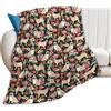 fifbird Coperta in pile di flanella, motivo carlino, per ragazza, donna, carlino, fiori, morbida, calda, per cani, carlini, regali a tema animale, per uomo, bambini, adolescenti, adulti, divano, letto