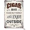 Generic Cartello decorativo in metallo con scritta Cigar Bar Please Help Yourself And Enjoy Outer, stile vintage, per casa, cucina, bagno, fattoria, giardino, garage, citazioni ispiratrici, decorazione da
