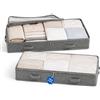 Dawumin 10 cm di altezza, 50 l, scatole piatte sotto il letto, in lino, con finestra trasparente