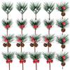 HGRGHH 20 Pezzi Pini Artificiali, Simulazione di Natale Aghi di Pino Piccole Bacche Pigne, Piccoli Rami di Pigne di Bacche Finte per Composizioni Floreali, Ghirlande, Decorazioni per l'albero di Natale