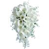 Xdyyjrasa Bouquet da sposa - Bouquet da sposa realistico con calle bianche, eleganti fiori di seta a cascata per la cerimonia della e decorazioni per la casa