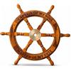 Prime Art Timone nautico in legno con testo superiore e inferiore, decorazione da parete in legno massello, per casa, ufficio e casa sulla spiaggia (91 x 91 cm)