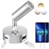 ERWEY LED lampada da lettura 12V camper touch dimmerabile 3 modalità di temperatura di colore con funzione di ricarica USB A+C connettori, Spot illuminazione interna per barca auto van yacht, argento