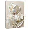 Alptiny WTD - Quadro da parete per soggiorno, motivo: tulipani bianchi, 30 x 40 cm, con cornice in legno di pino, decorazione da parete scandinava con , stampa HD, non stinge e resistente all'umidità