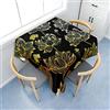 Chickwin Tovaglia Quadrata Antimacchia Impermeabile in Poliestere, Tovaglia da Tavola con Motivo Fiore di Loto 3D, Copritavolo per Cucina, Sala da Pranzo, Fest (200x200cm,Loto Dorato)