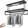 YUYUZI Stendibiancheria elettrico con telecomando e luce LED, da soffitto, motorizzato, 35 kg, estensibile 130-215 cm, salvaspazio, pieghevole e salvaspazio, per balcone e bagno