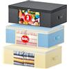 NEWSONA Set da 3 Borse Salvaspazio Pieghevoli 50L - Colori misti - Tessuto a 3 Strati con Finestra Trasparente - per Vestiti, Coperte, Letto, Armadio