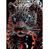 KUSTOM ART Quadro da Parete o da Tavolo Serie Animali Leopardo con Diamanti Attacco al Buio Stampa Artistica su Legno 30x21cm