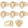 Beebeecraft 8pz Anelli Cabochon Acciaio Inossidabile Dorati 8.5x6.5mm | Base per Anello Ovale Piatto Antico Regolabile Anello A Polsino Aperto Vuoto Componente per Incastonatura A Lunetta