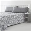 COTTON ARTean Set di lenzuola NARCEA grigio letto da 160 x 190/200. Microfibra anallergica. Include lenzuolo sopra + 2 federe + lenzuolo con angoli per letto da 160 cm