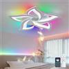 ZOMLBOF Plafoniera RGB di Fiore con Altoparlante Bluetooth,Moderna Lampadari Dimmerabile con Memoria,Lampadario Soggiorno con Telecomando App,per Sala da Pranzo e Camera da Letto -White||APP+Audio