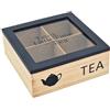 Morgan Scatola Porta Tisane in Legno, Porta Bustine The Quadrato da 4 Tea Box, Scatola Porta The Bustine Nero 18x18x7 cm