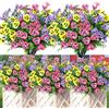 DEMIUKO 9 PZ Fiori Artificiali Piante da Esterne Arbusti Bushes Viola Pensiero Fiori Finti Giallo Seta Floreale con Foglie di Eucalipto Piante Rosa Fiore per Giardino Balcone Terrazza Patio Decor