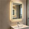 lieroda Specchio da bagno a LED, 50 x 70 cm, con illuminazione, touch, dimmerabile | Specchio anti-appannamento in vetro/PET con orologio, indicatore della temperatura e funzione di memoria, per bagno