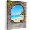 MuchoWow© Stampa Foto su Tela Quadro Moderno Soggiorno Quadretti da Parete | 30x40 cm - Decorazioni Casa Vista dalla finestra - Spiaggia - Tropicale - Estate