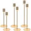 SERIONR Set di 6 Candelabro Set per Candele Coniche da 2 cm,18/23/28 cm | Portacandele in metallo, ideali per matrimoni, ricorrenze, feste di Natale e compleanni, Tavolo,Decorazioni Domestiche (Oro)