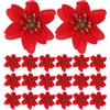 ibasenice 20 pezzi di teste di fiori artificiali di stella di Natale rosse, | Teste di fiori artificiali decorative per ghirlande, lavori artigianali e decorazioni natalizie.